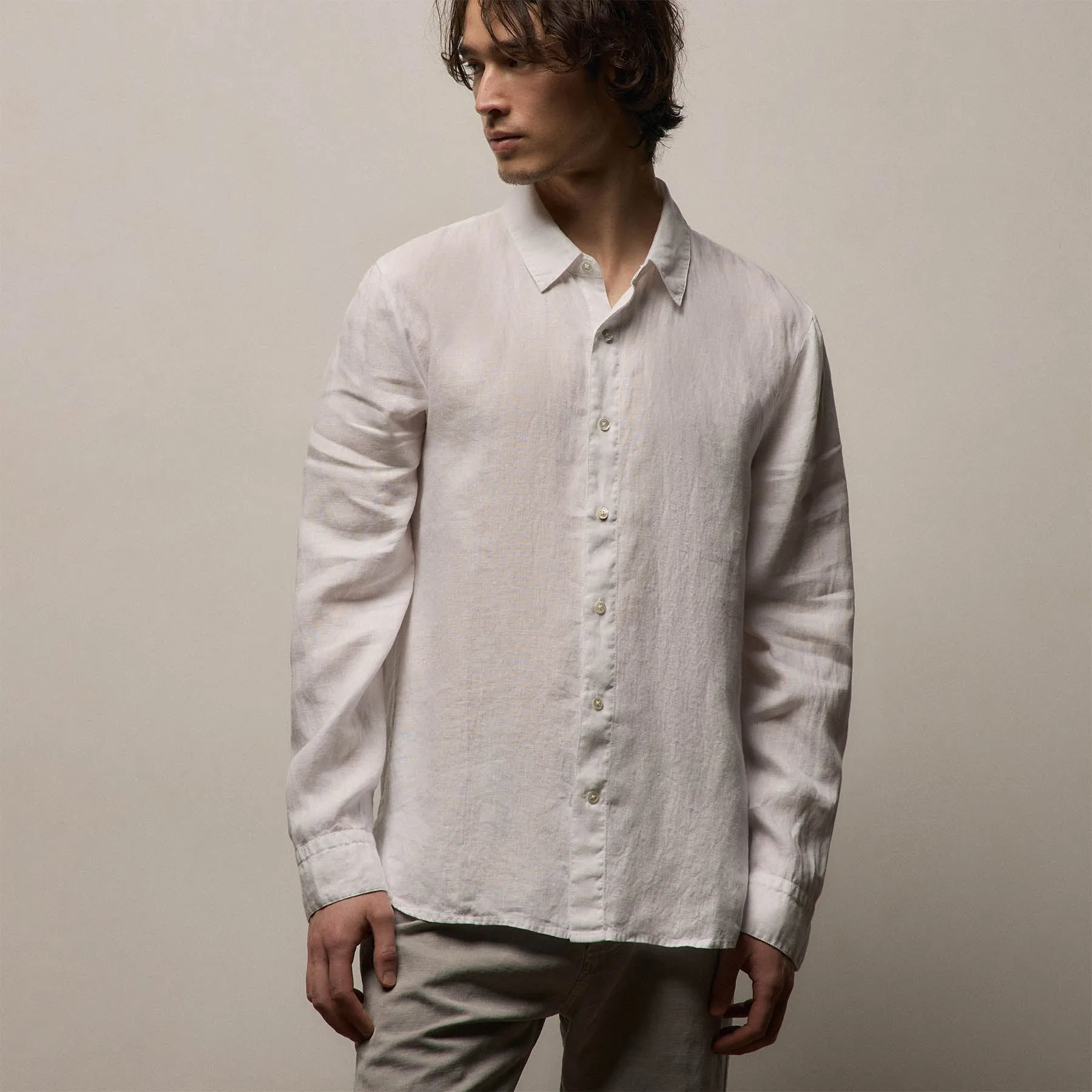 Lightweight Linen Shirt - White sold by James Perse product image thumbnail 3