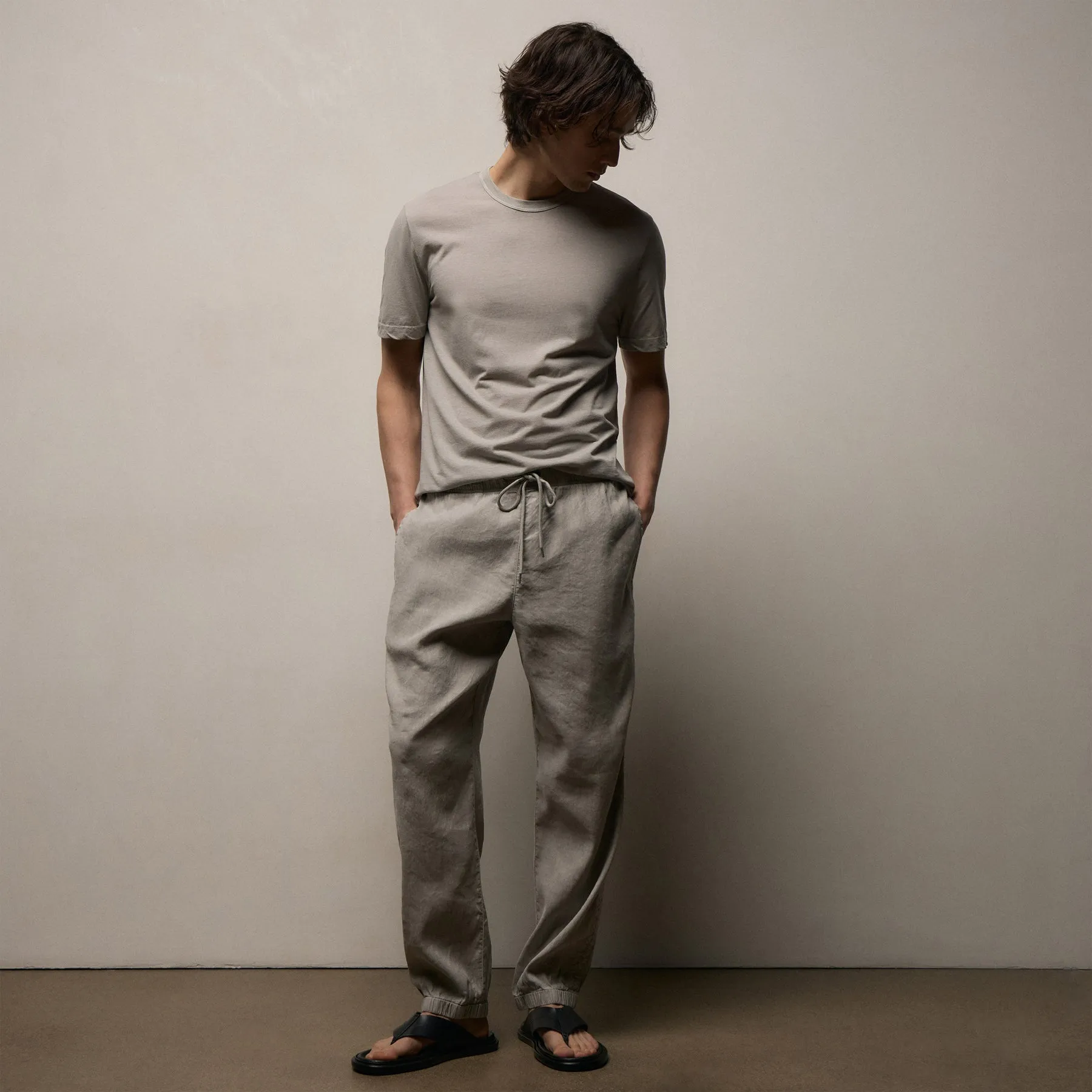 Stretch Linen Jogger - Fog Pigment sold by James Perse product image thumbnail 4