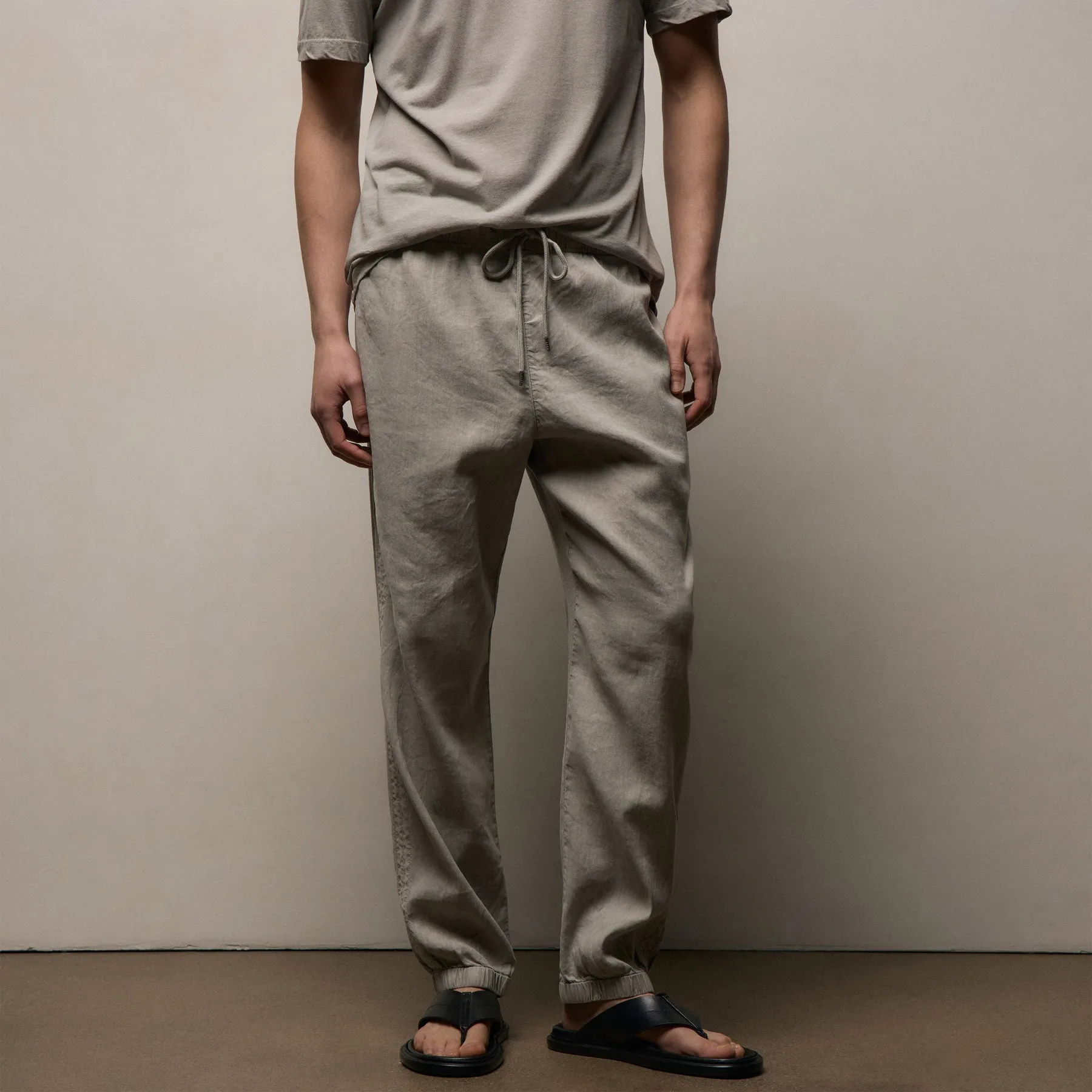 Stretch Linen Jogger - Fog Pigment sold by James Perse