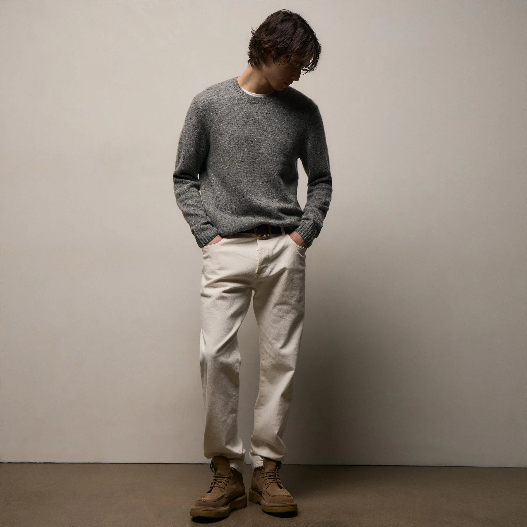 Marled Cashmere Linen Crew - Heather Grey sold by James Perse product image thumbnail 3