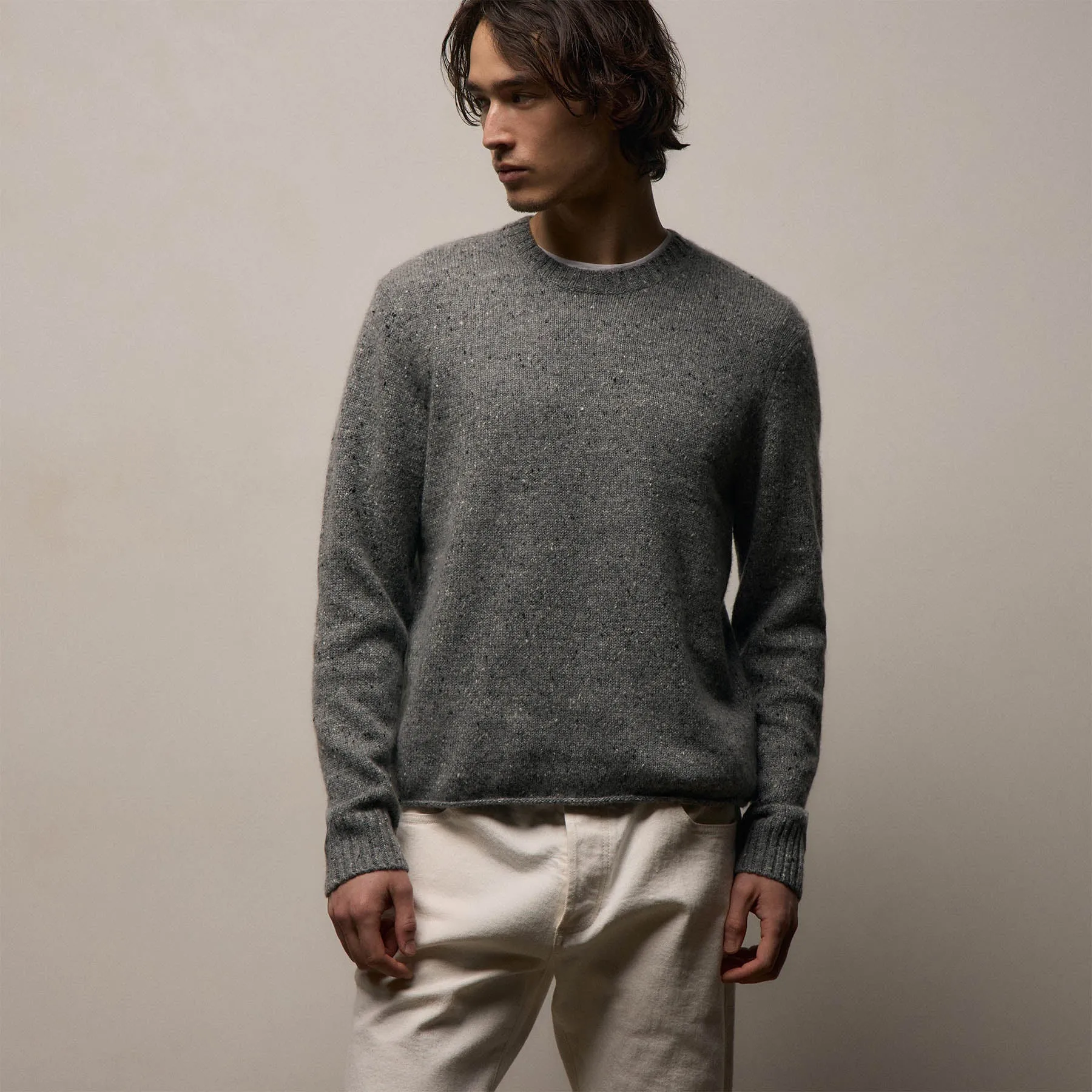 Marled Cashmere Linen Crew - Heather Grey sold by James Perse product image thumbnail 4