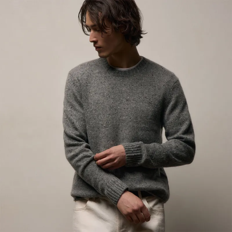 Marled Cashmere Linen Crew - Heather Grey sold by James Perse