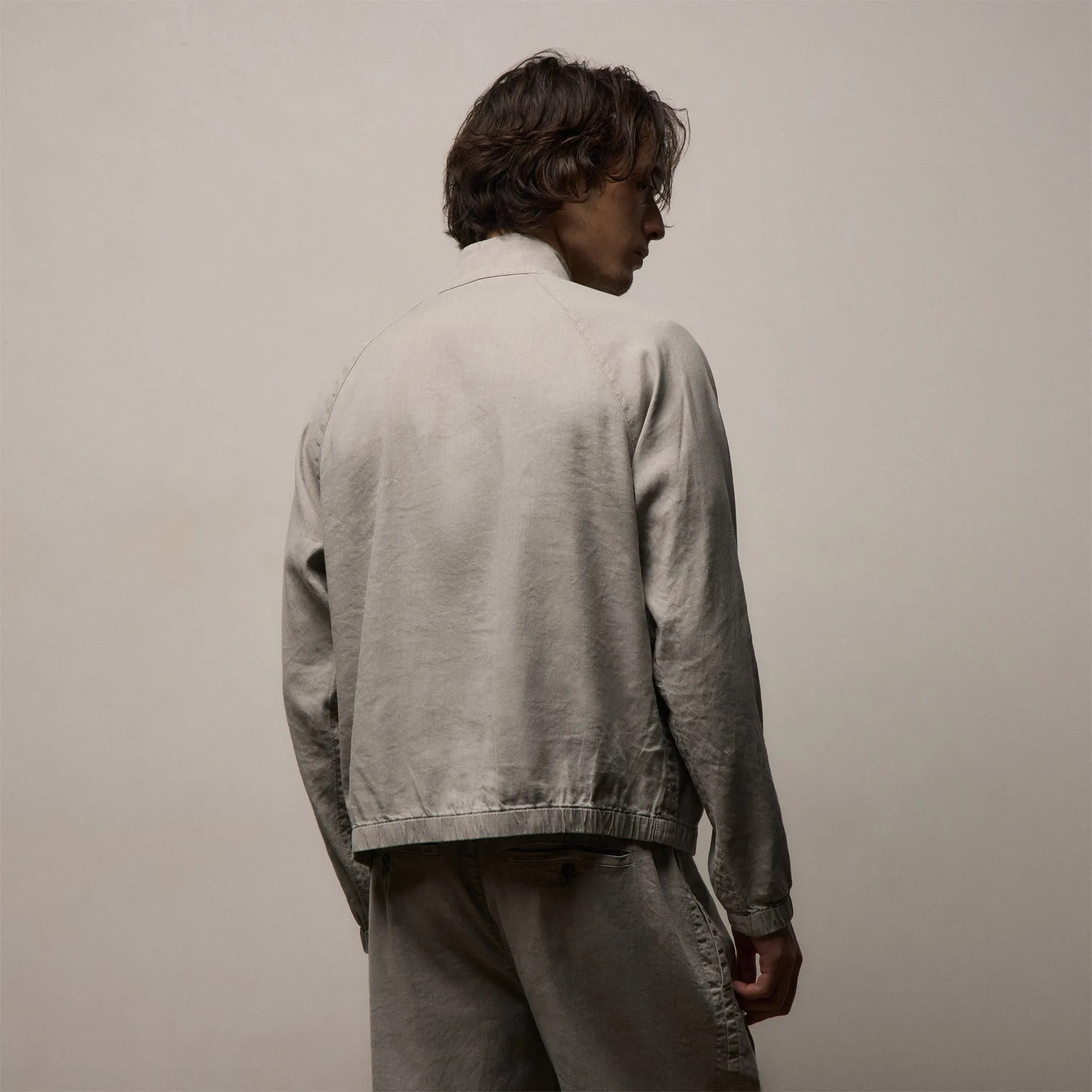 Stretch Linen Track Jacket - Fog Pigment sold by James Perse product image thumbnail 2