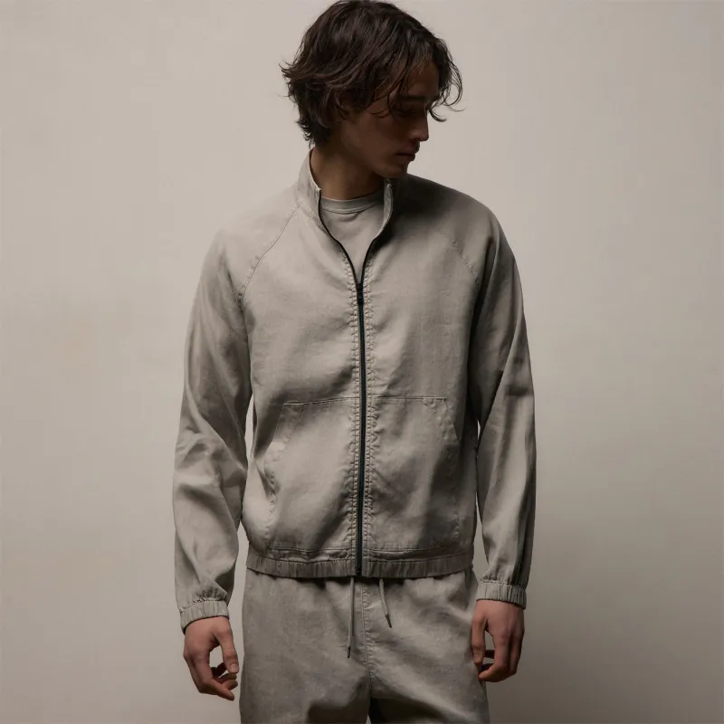 Stretch Linen Track Jacket - Fog Pigment sold by James Perse