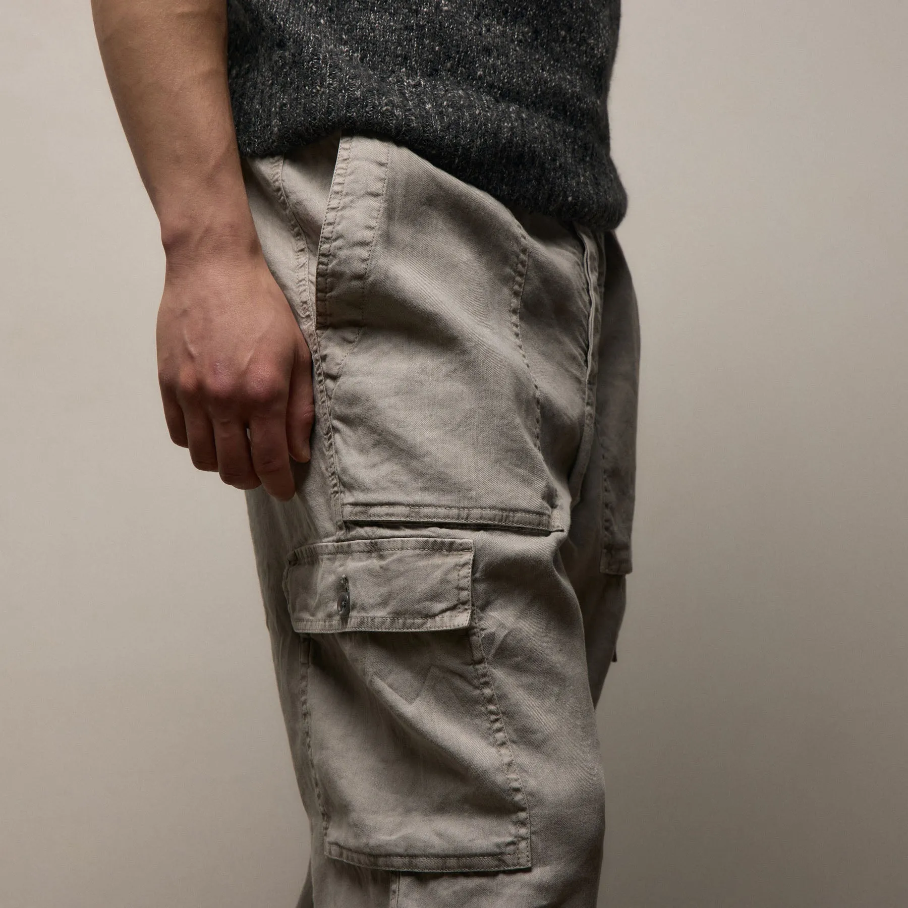 Stretch Linen Cargo Pant - Fog Pigment sold by James Perse product image thumbnail 4