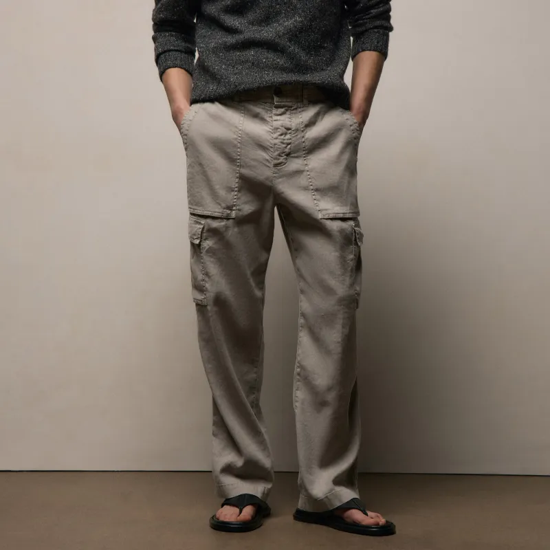 Stretch Linen Cargo Pant - Fog Pigment made by James Perse