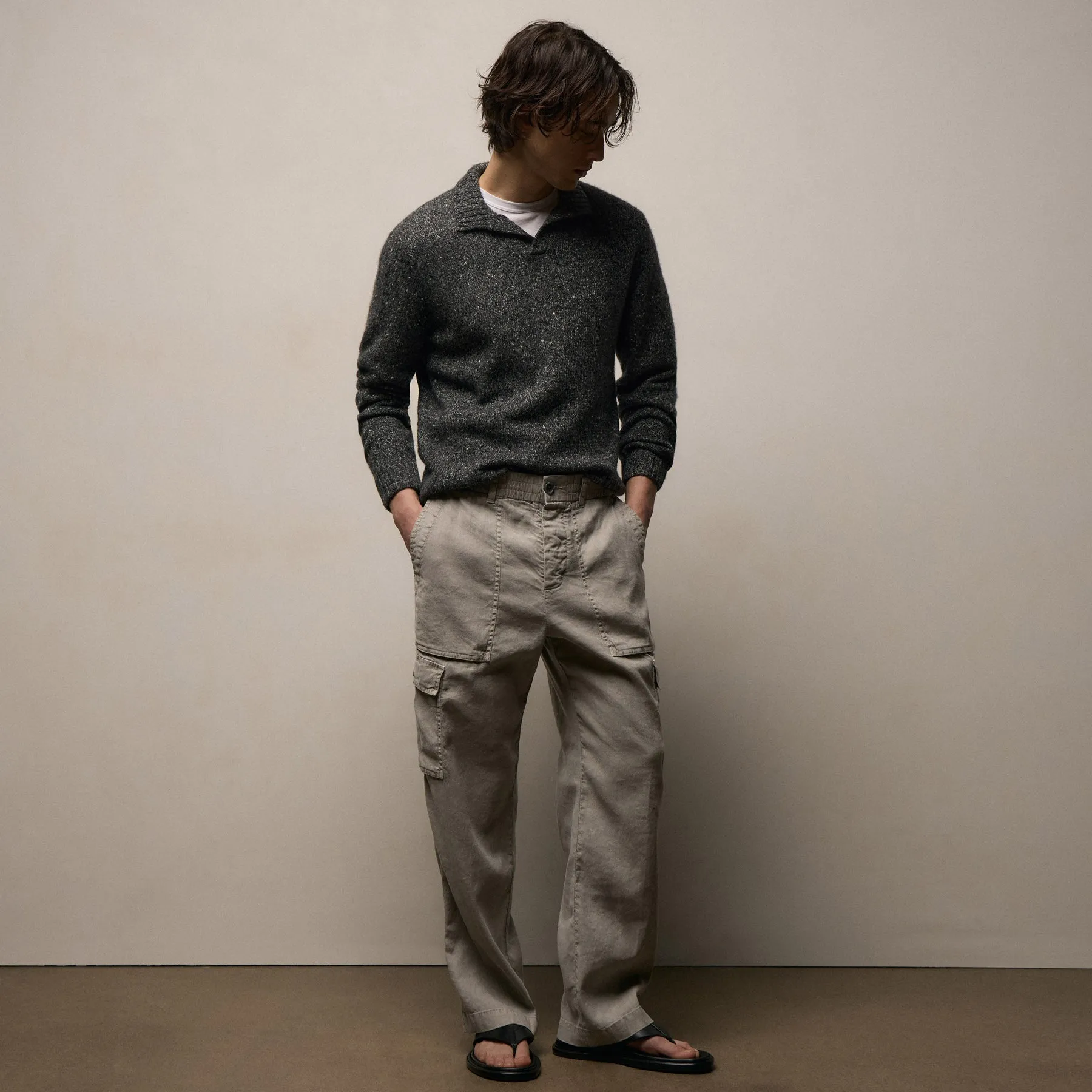 Stretch Linen Cargo Pant - Fog Pigment sold by James Perse product image thumbnail 5