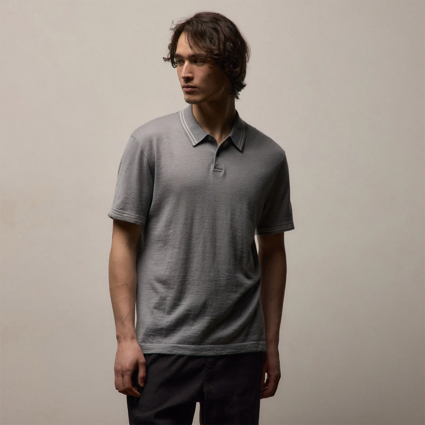 Ultrafine Cashmere Tipped Polo - Ore/Fog sold by James Perse product image thumbnail 4