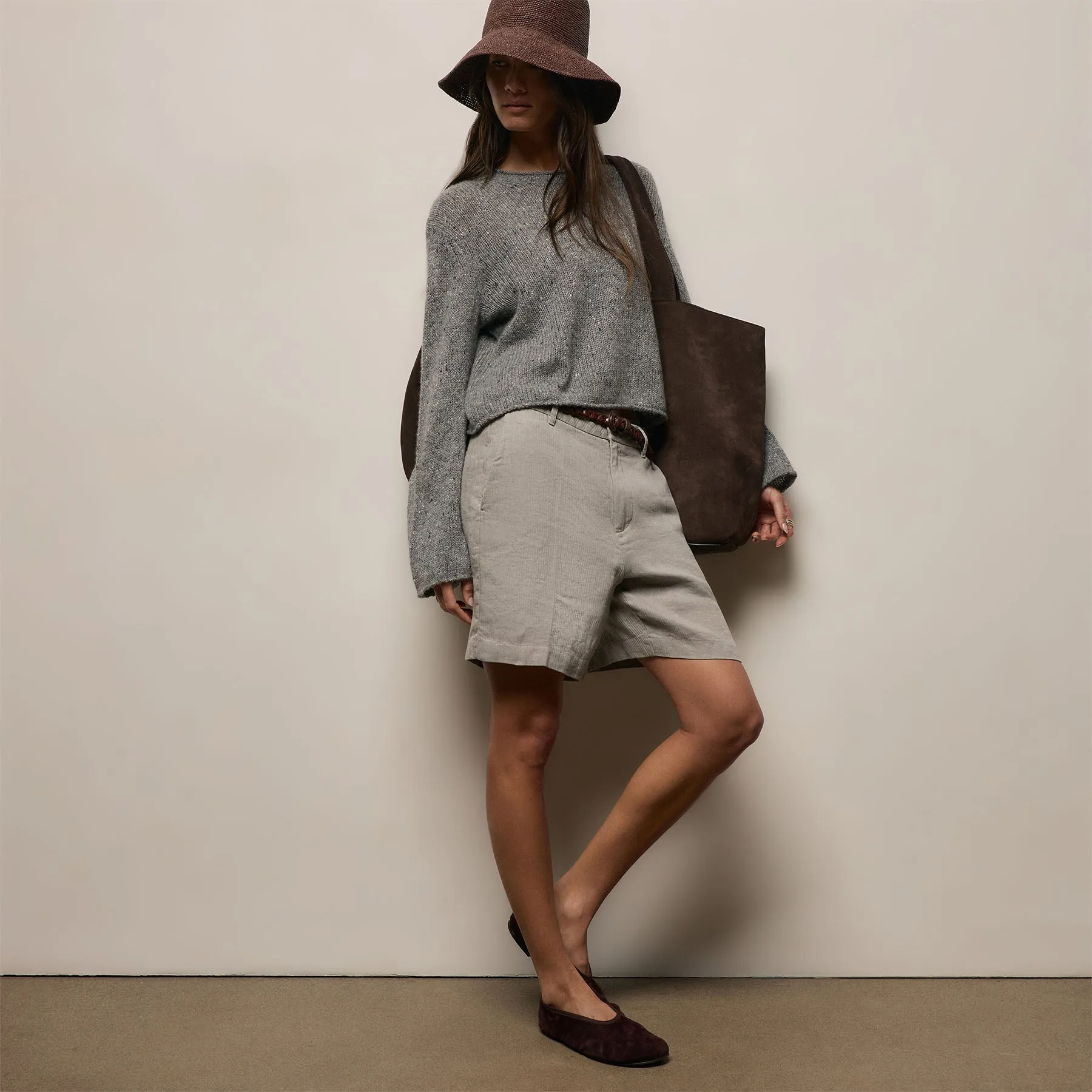 Marled Cashmere Linen Crew - Heather Grey sold by James Perse product image thumbnail 4