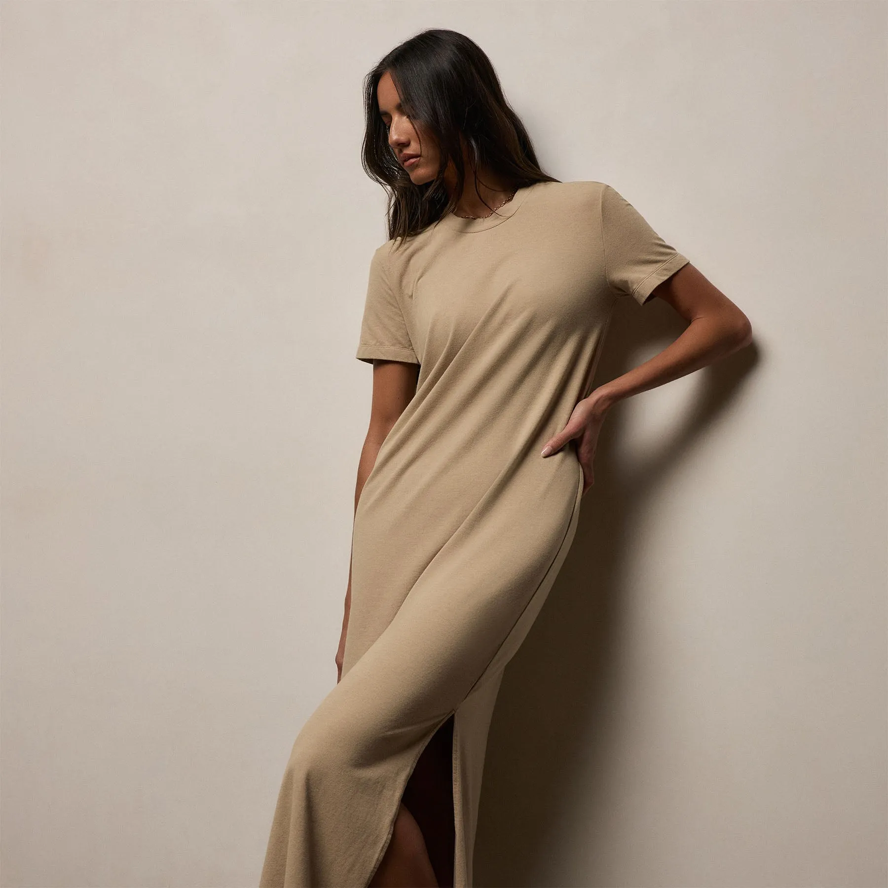 T Shirt Dress - Light Khaki sold by James Perse product image thumbnail 2