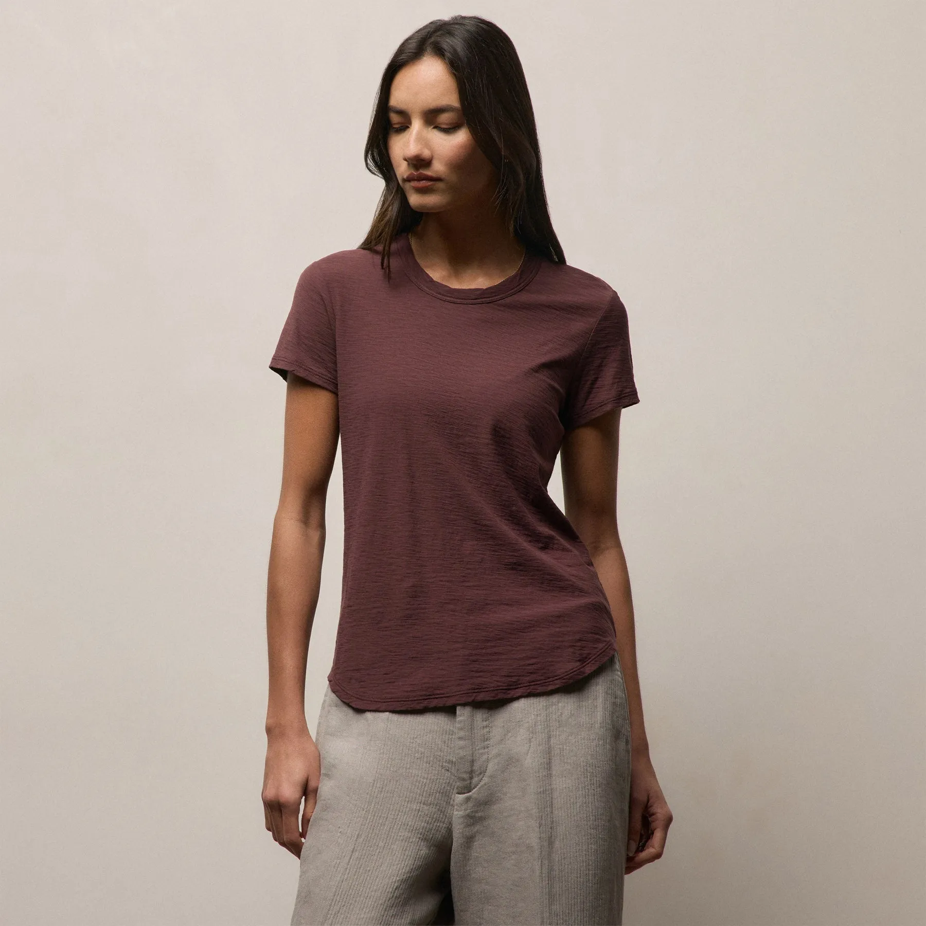 Sheer Slub Crew Neck Tee - Dark Plum sold by James Perse product image thumbnail 3
