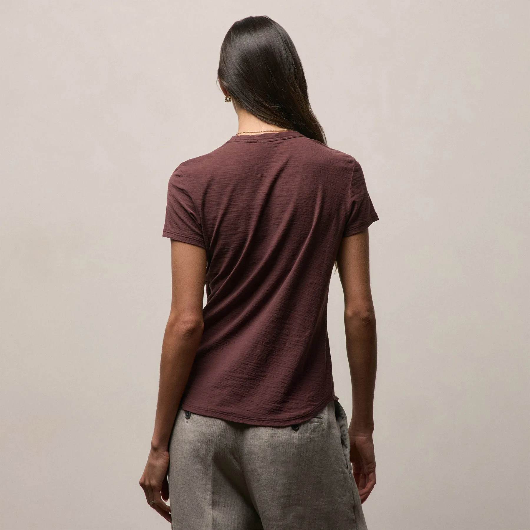 Sheer Slub Crew Neck Tee - Dark Plum sold by James Perse product image thumbnail 4