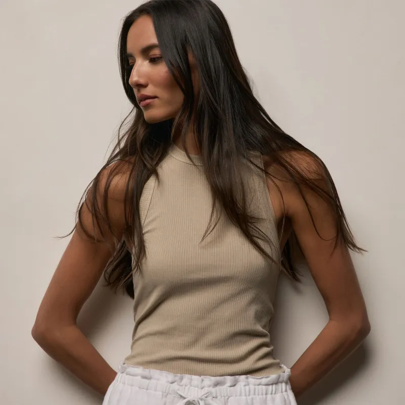 Sunset Tank - Light Khaki Pigment sold by James Perse