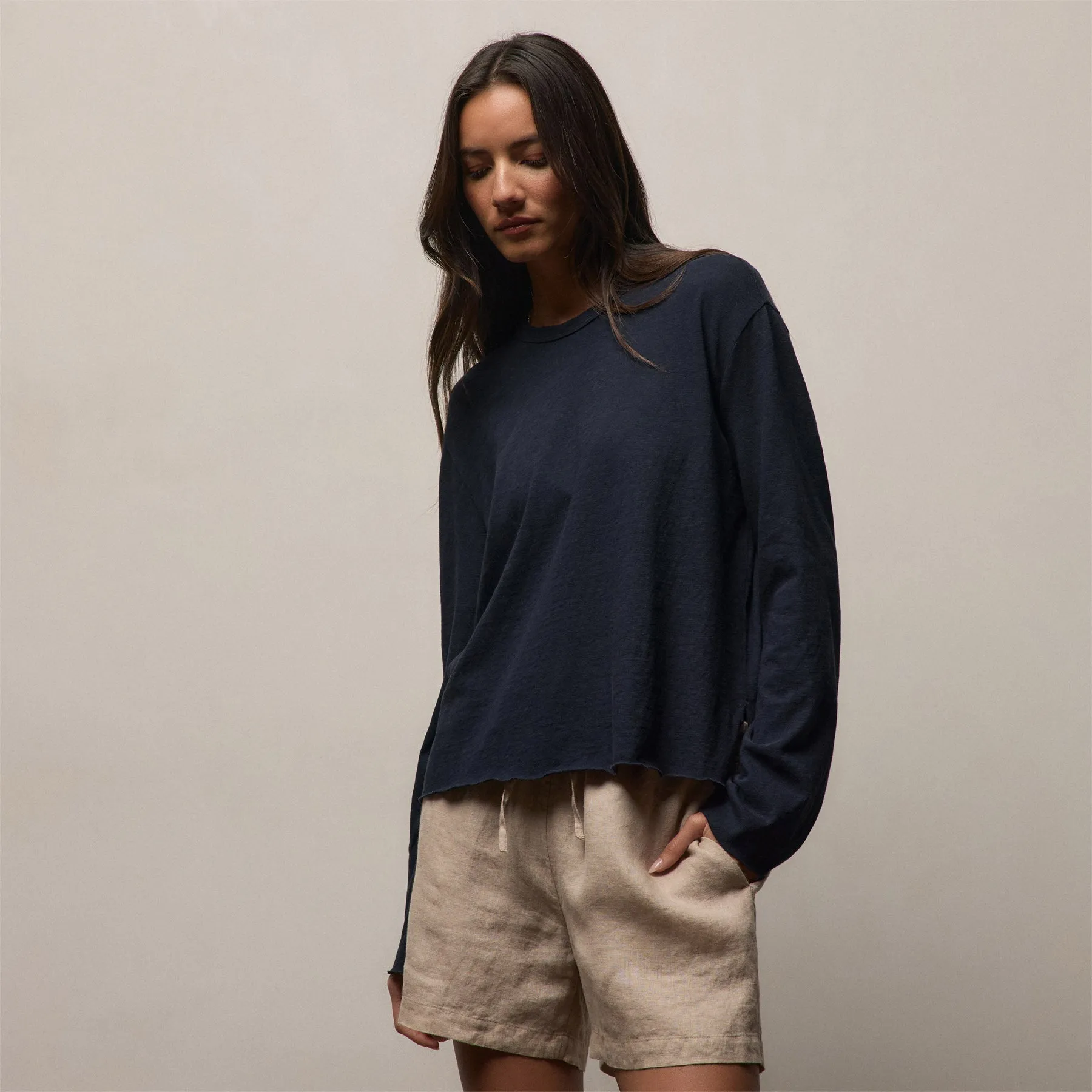 Slub Jersey Long Sleeve Tee - Classic Navy sold by James Perse product image thumbnail 3