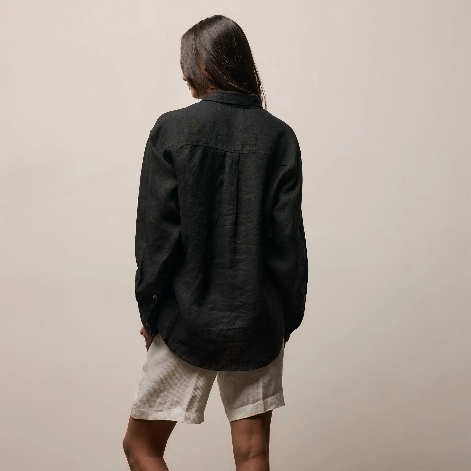 Linen Oversized Shirt - Black sold by James Perse product image thumbnail 2