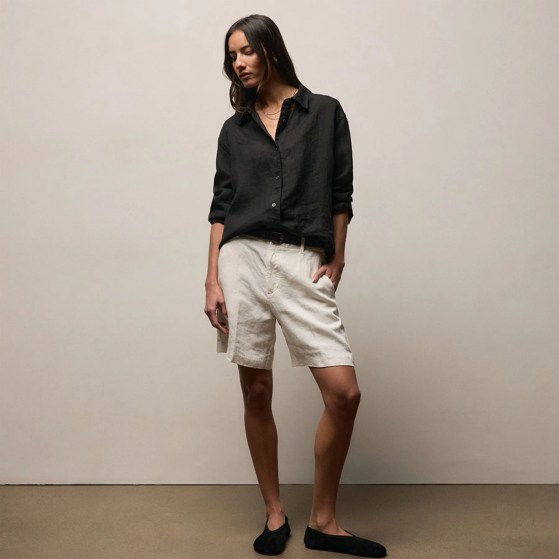 Linen Oversized Shirt - Black sold by James Perse product image thumbnail 3