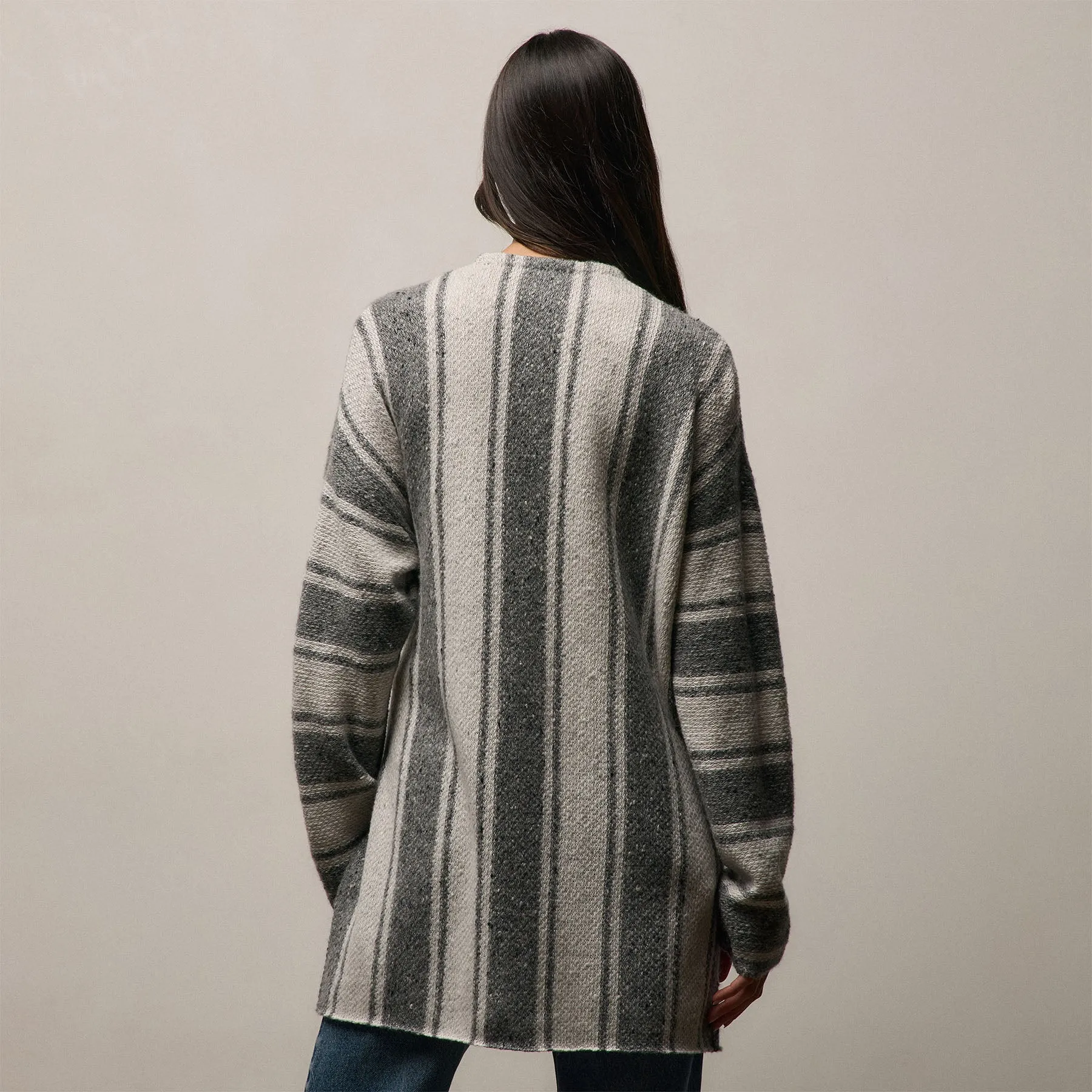 Baja Stripe Cashmere Cardigan - Heather Grey/Pearl sold by James Perse product image thumbnail 4