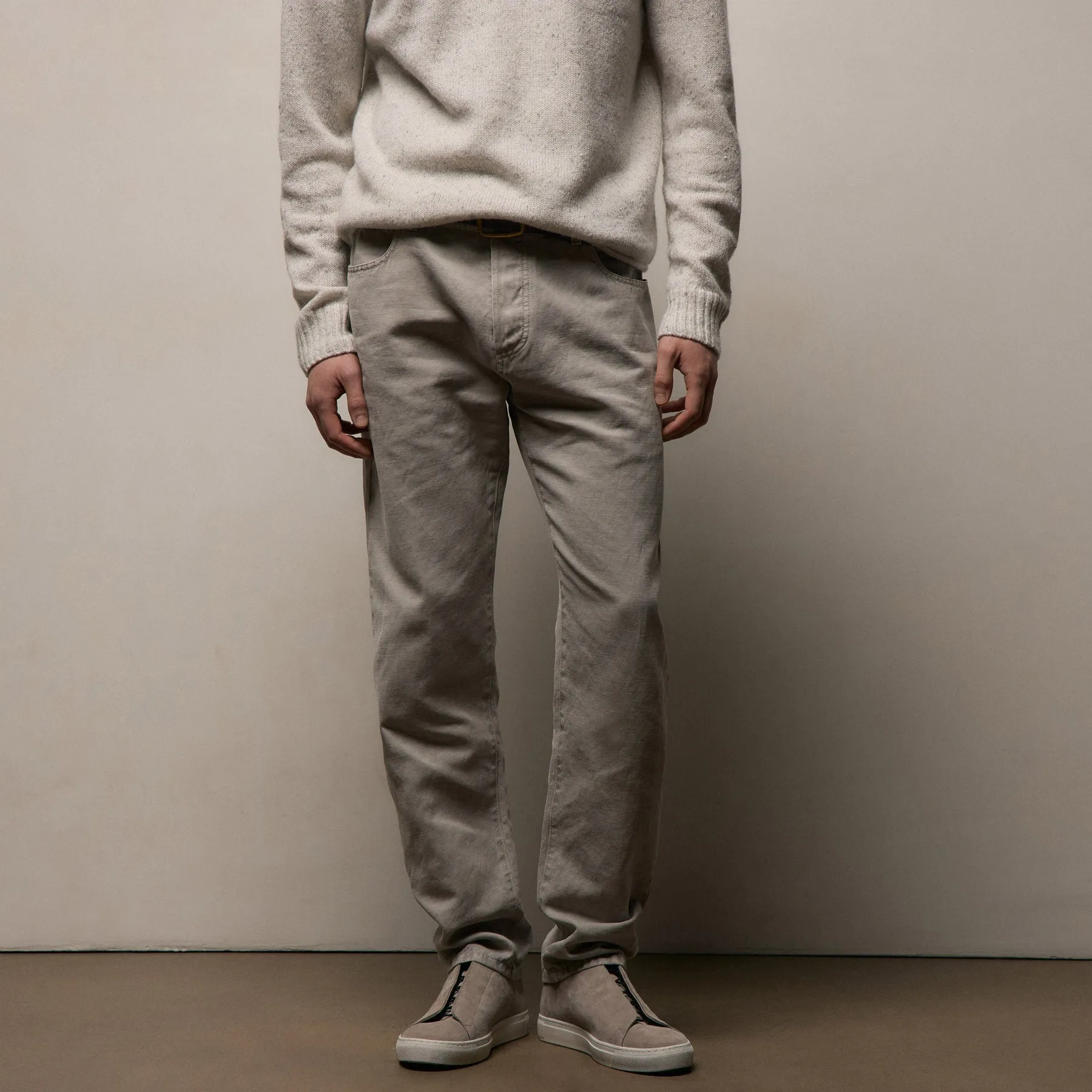 Classic Cotton Linen Twill Pant - Fog Pigment sold by James Perse