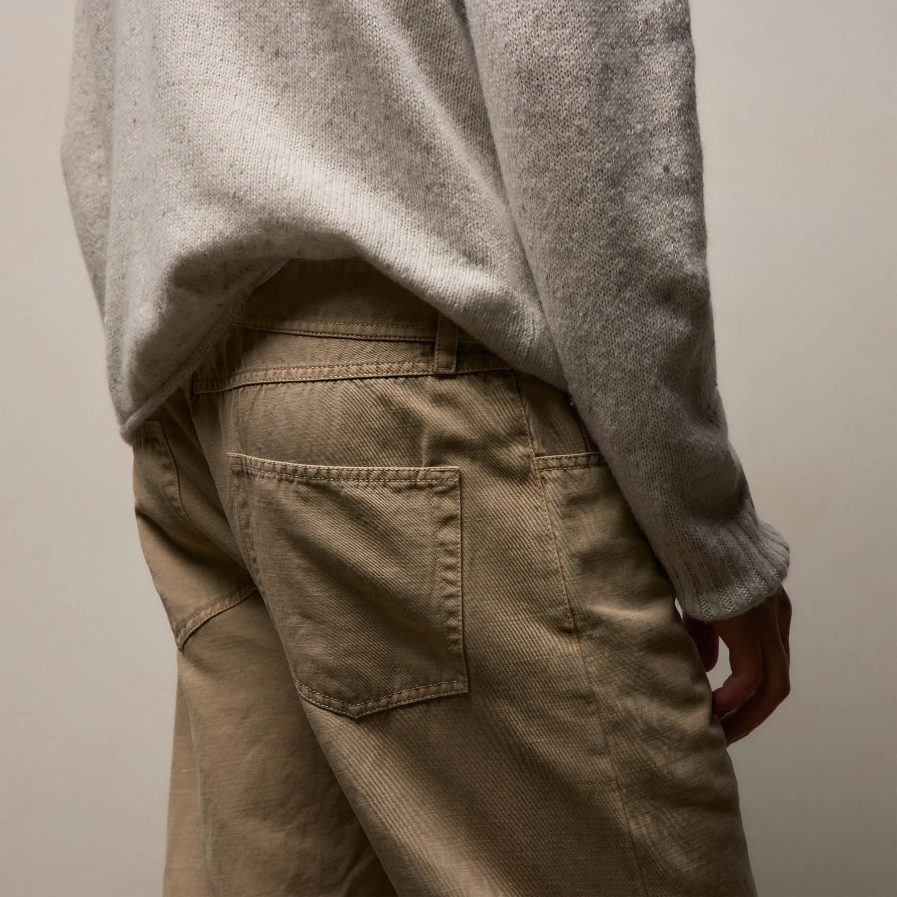 Classic Cotton Linen Twill Pant - Light Khaki Pigment sold by James Perse product image thumbnail 4