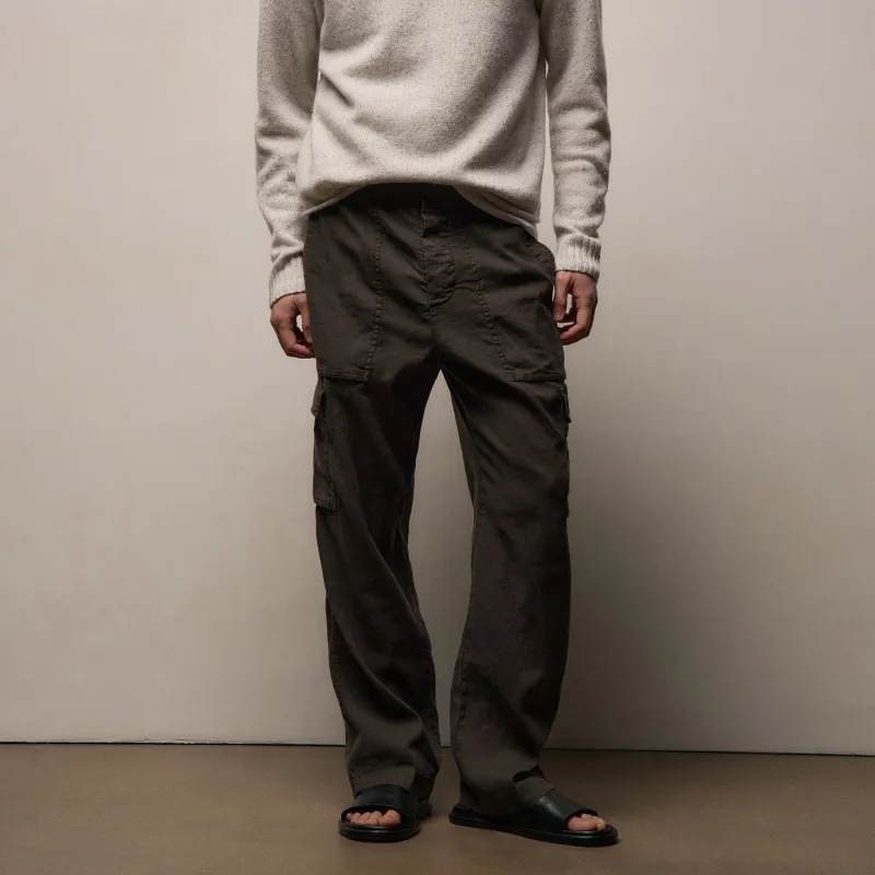 Stretch Linen Cargo Pant - Dark Olive Pigment sold by James Perse