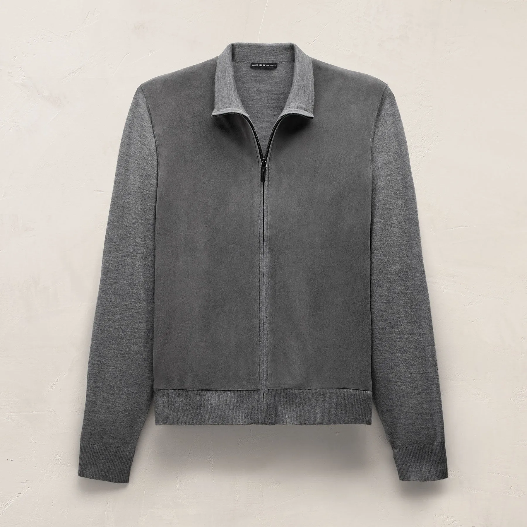Ultrafine Cashmere Suede Front Zip Cardigan - Heather Grey sold by James Perse product image thumbnail 2