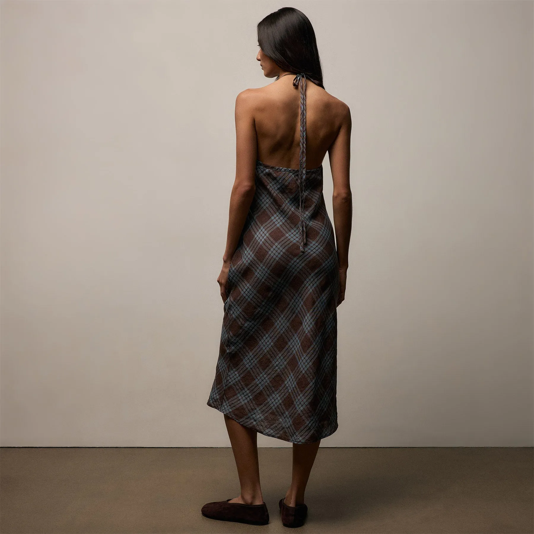 Plaid Linen Halter Dress - Plum Plaid sold by James Perse product image thumbnail 5