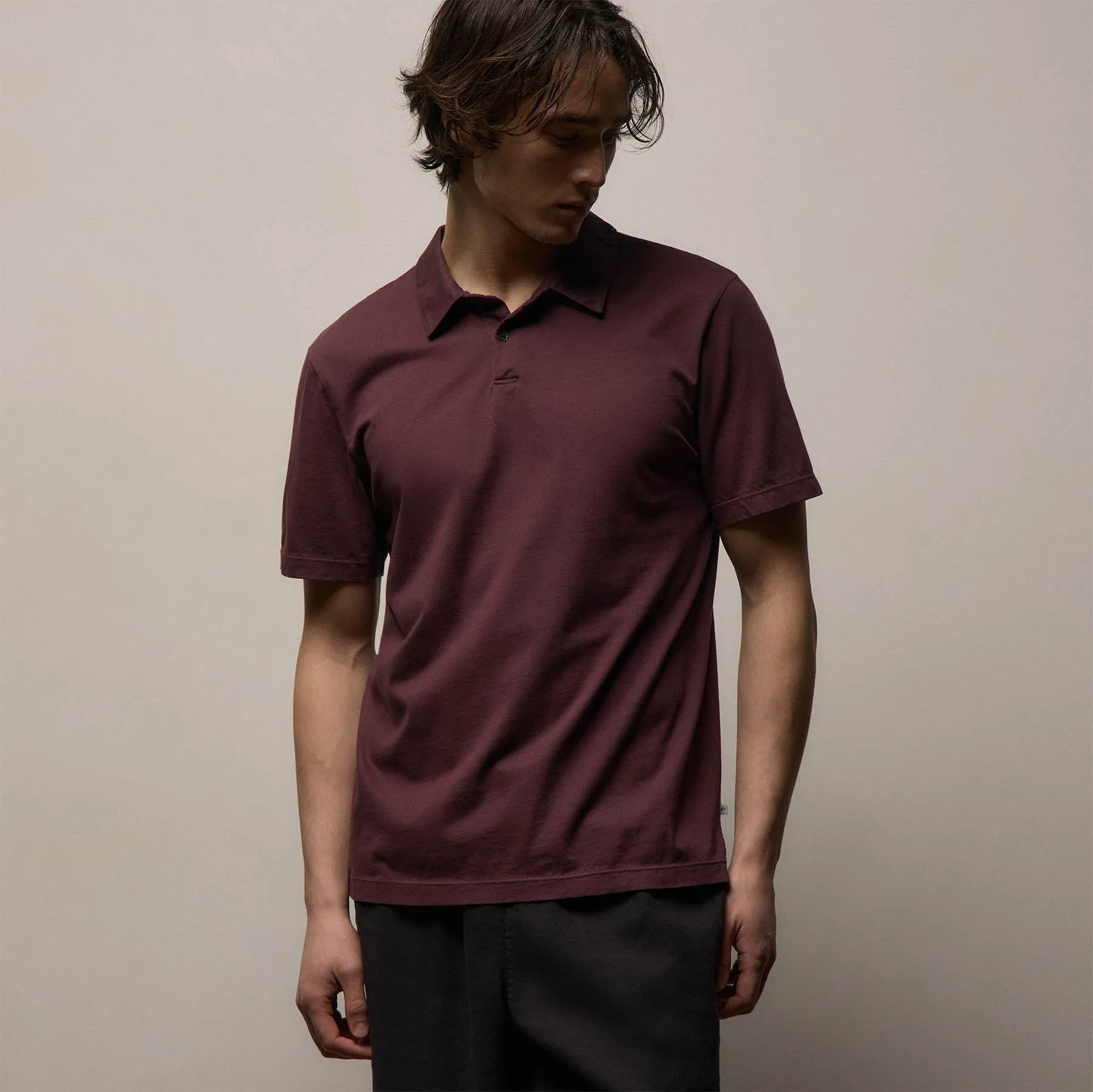 Sueded Jersey Polo - Dark Plum sold by James Perse