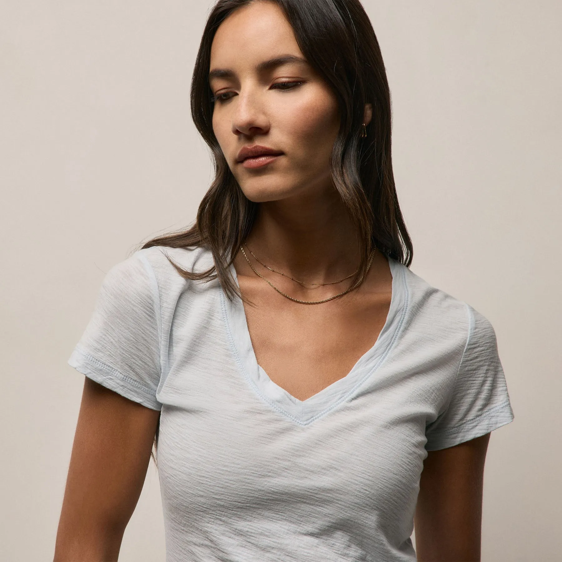 Sheer Slub Casual V Neck - Memory sold by James Perse product image thumbnail 3