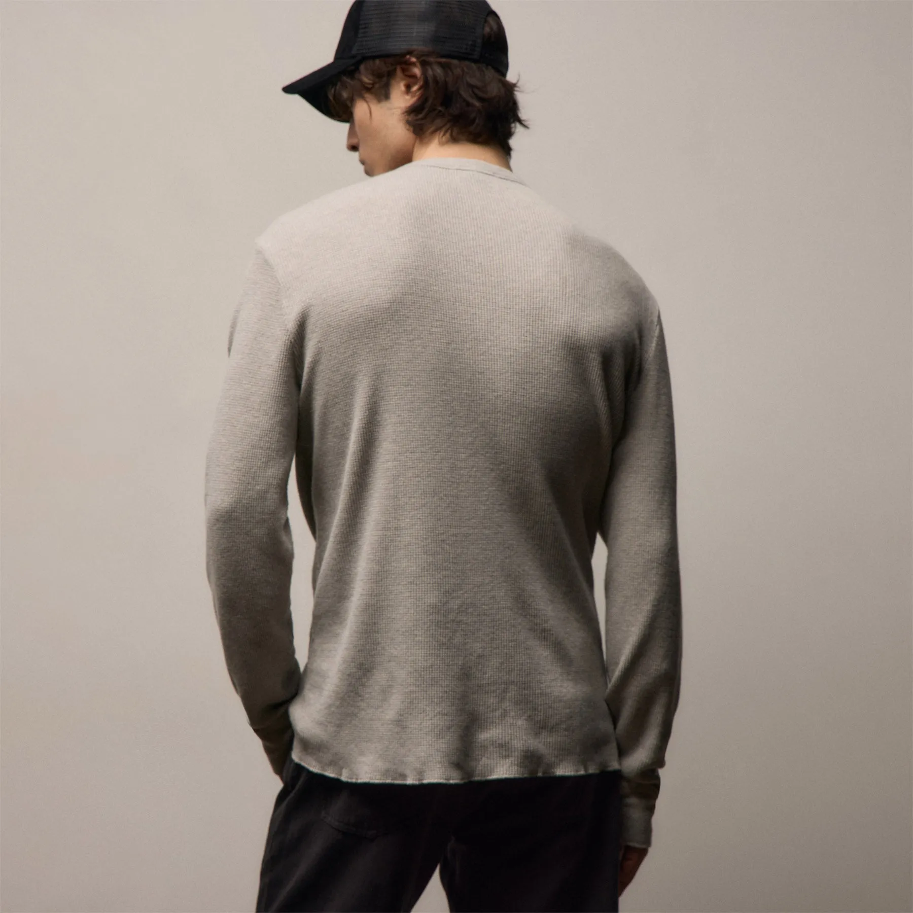Cotton Linen Thermal Crew - Heather Fog sold by James Perse product image thumbnail 3
