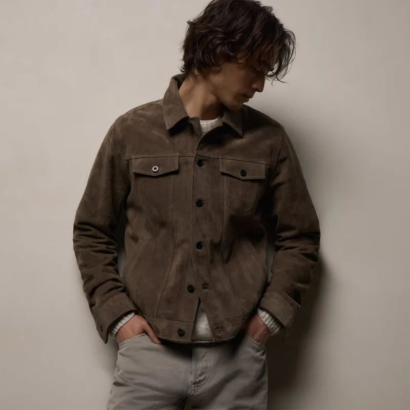 Suede Trucker Jacket - Caribou sold by James Perse