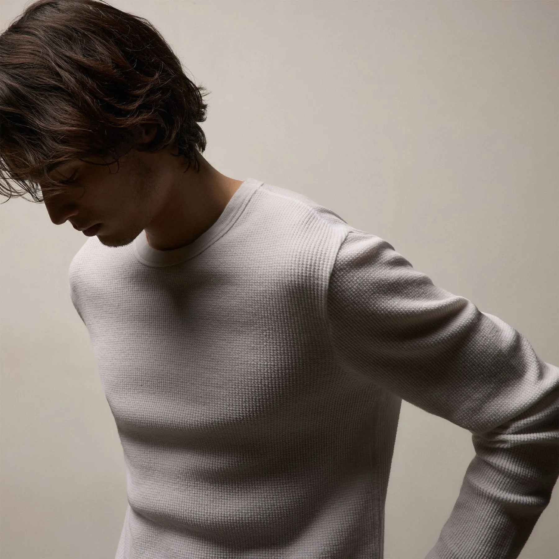 Cotton Linen Thermal Crew - White sold by James Perse product image thumbnail 4