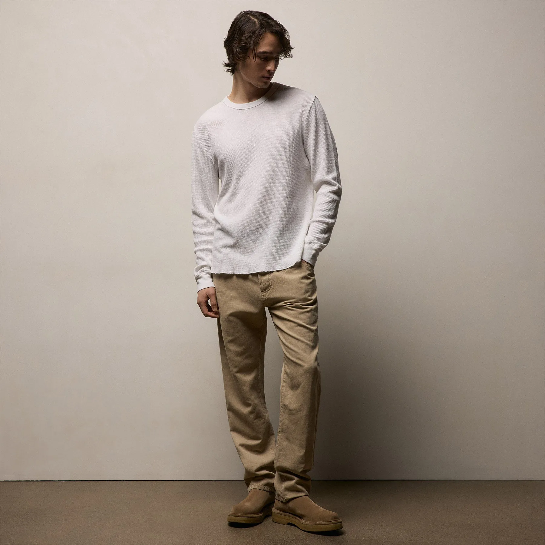 Cotton Linen Thermal Crew - White sold by James Perse product image thumbnail 3
