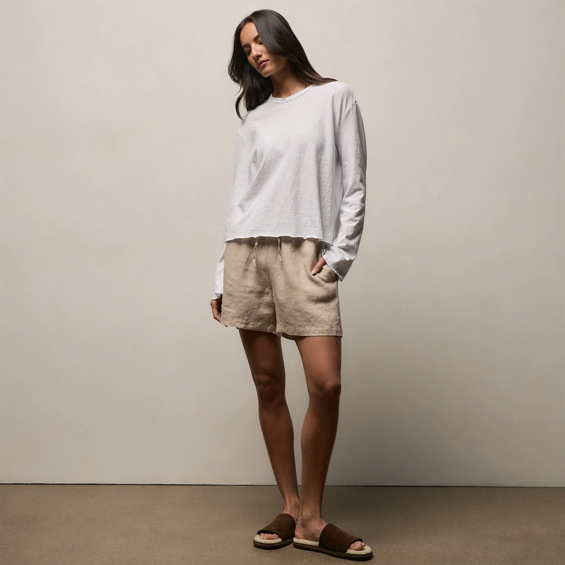 Slub Jersey Long Sleeve Tee - White sold by James Perse product image thumbnail 5