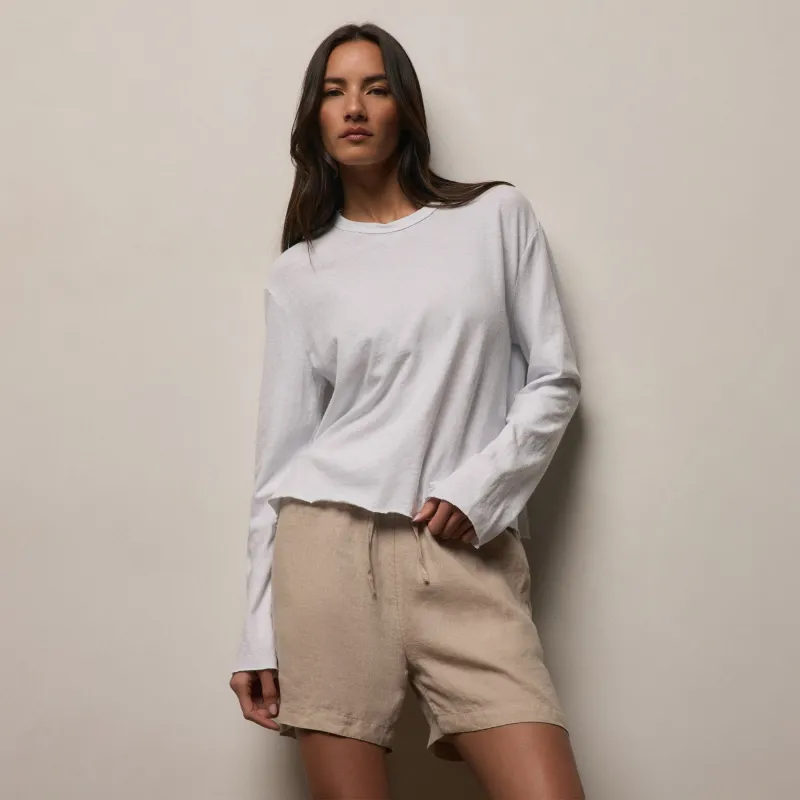 Slub Jersey Long Sleeve Tee - White sold by James Perse