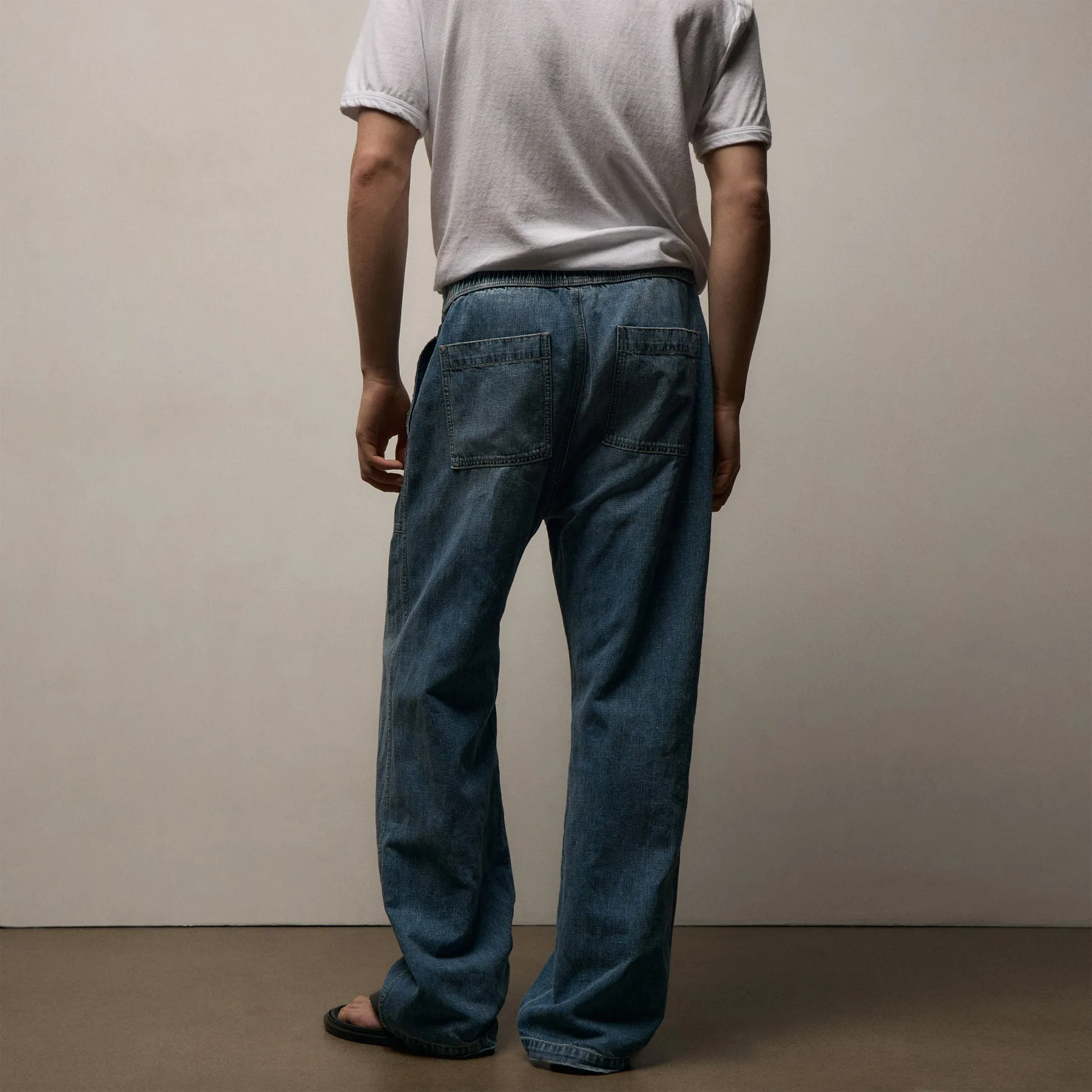 Linen Denim Drawstring Pant - Blue Wash sold by James Perse product image thumbnail 5