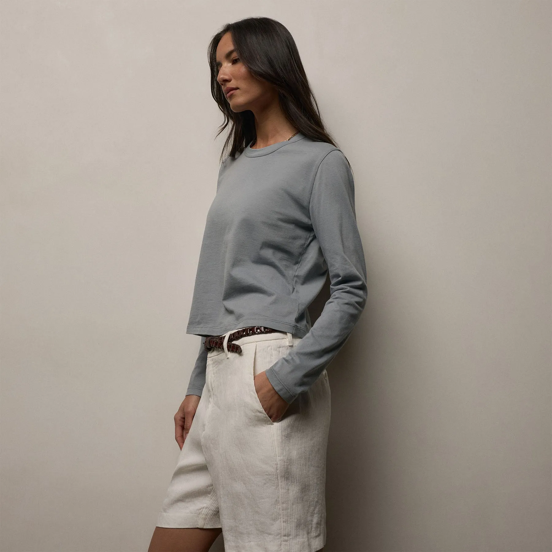 Brushed Elevated Jersey Long Sleeve Tee - Ore sold by James Perse product image thumbnail 2