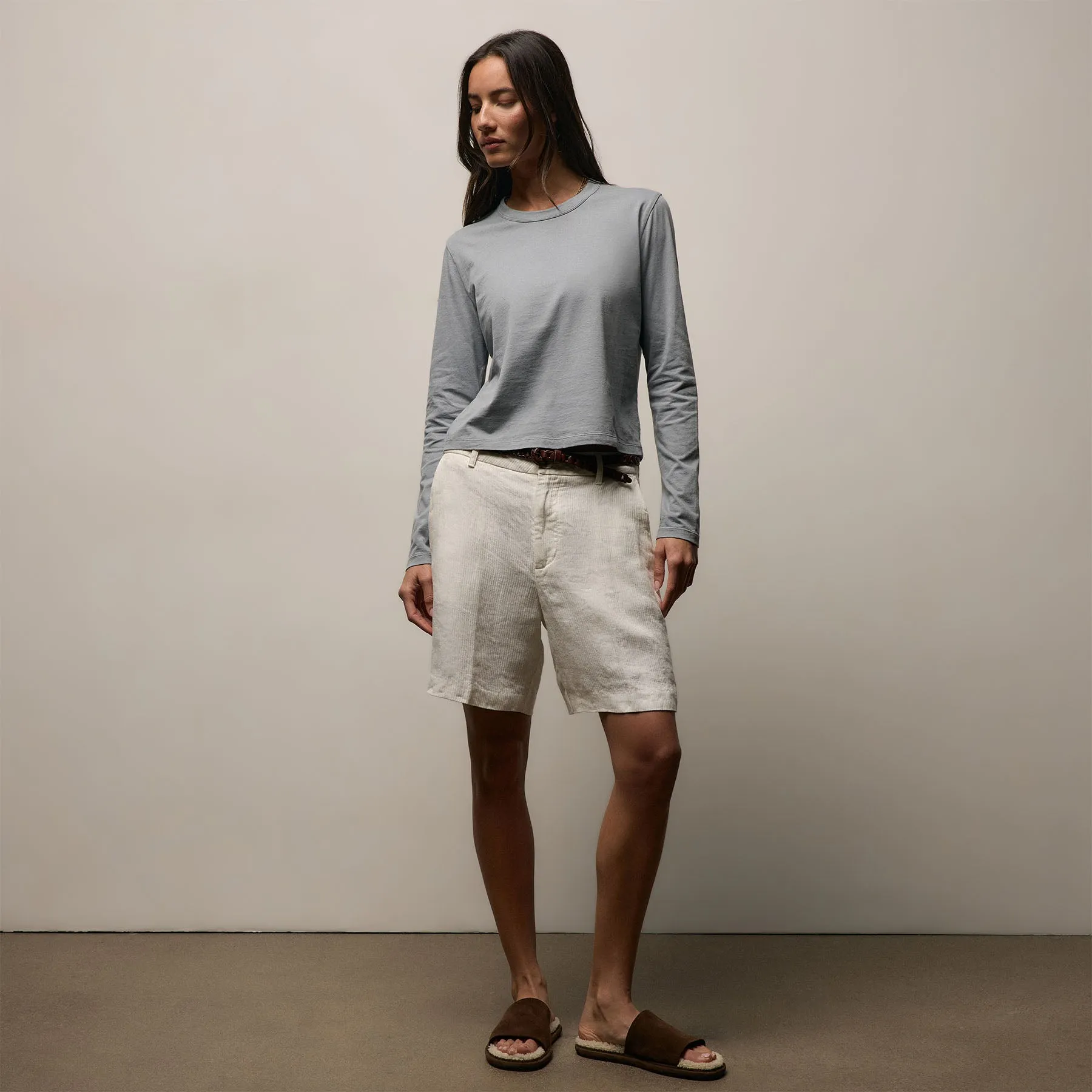 Brushed Elevated Jersey Long Sleeve Tee - Ore sold by James Perse product image thumbnail 3