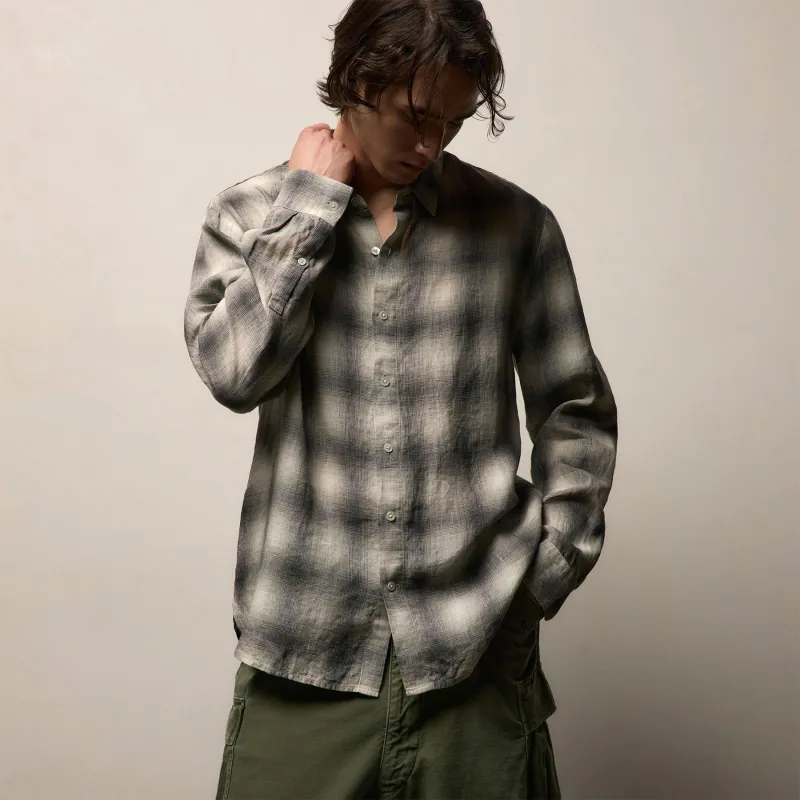 Plaid Linen Shirt - Grey Plaid made by James Perse