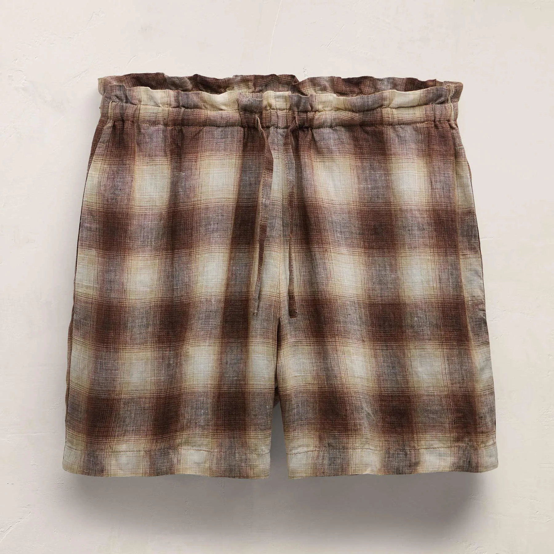 Plaid Linen Short - Chestnut Plaid sold by James Perse product image thumbnail 2