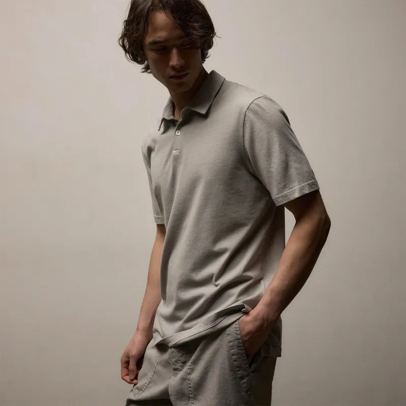 Sueded Jersey Polo - Fog Pigment made by James Perse
