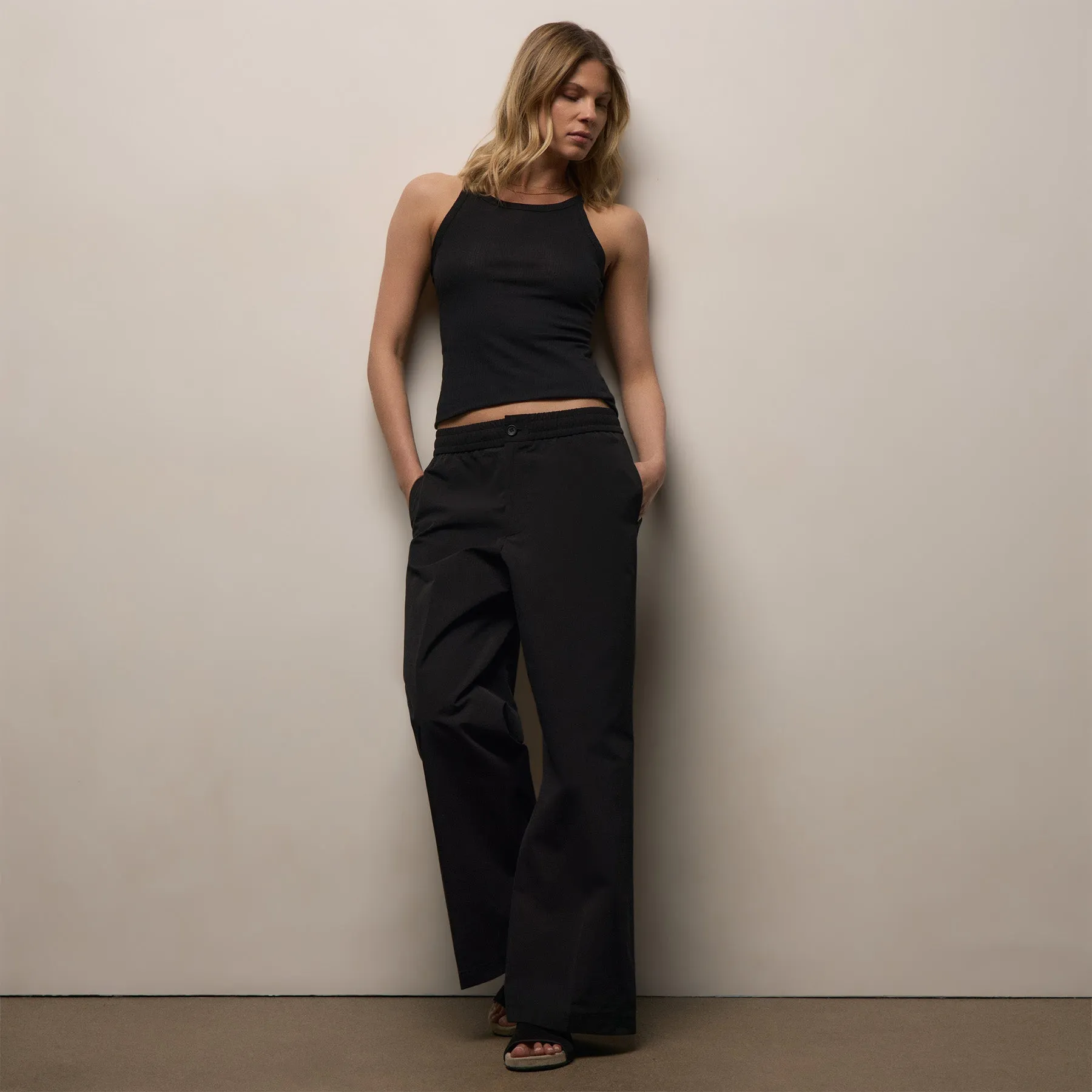 Italian Heavy Poplin Relaxed Pant - Black sold by James Perse