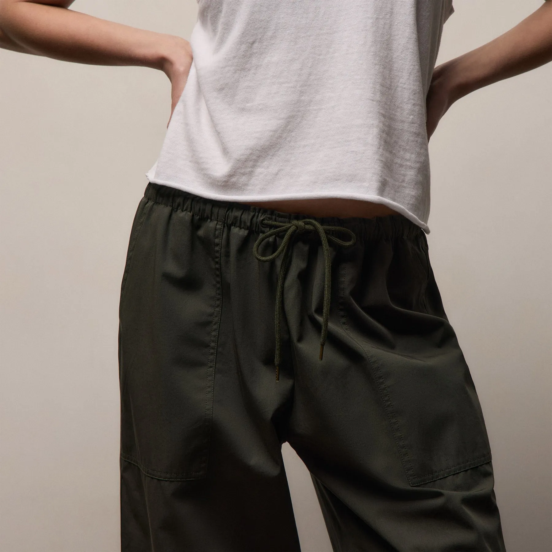 Fine Cotton Twill Crop Pant - Dark Olive sold by James Perse product image thumbnail 2