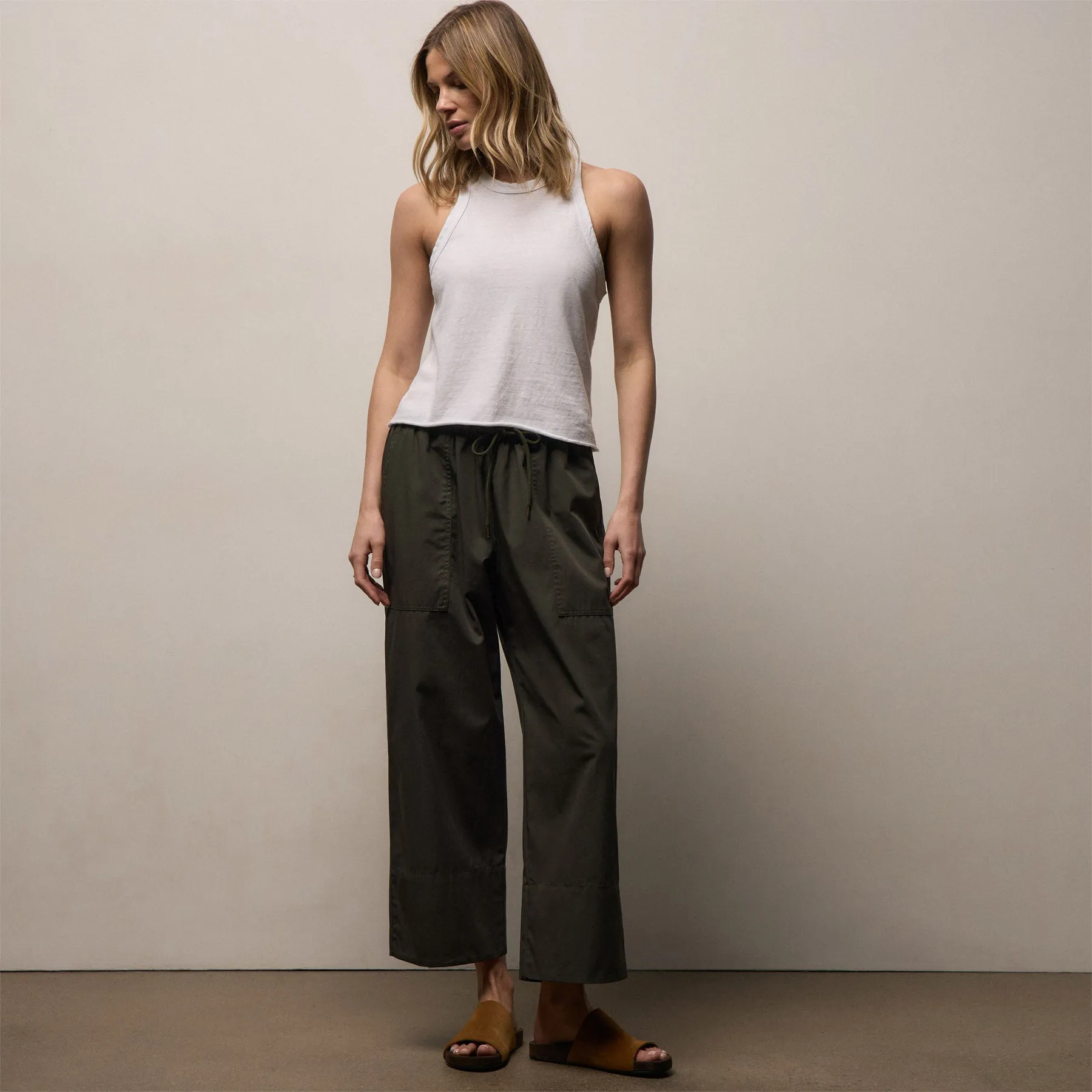 Fine Cotton Twill Crop Pant - Dark Olive sold by James Perse product image thumbnail 3