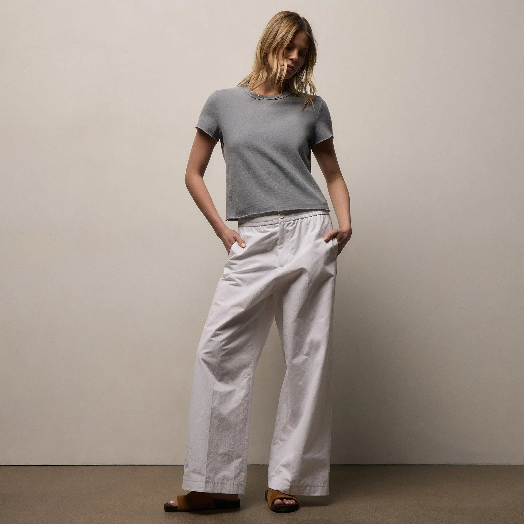 Italian Heavy Poplin Relaxed Pant - White sold by James Perse product image thumbnail 2