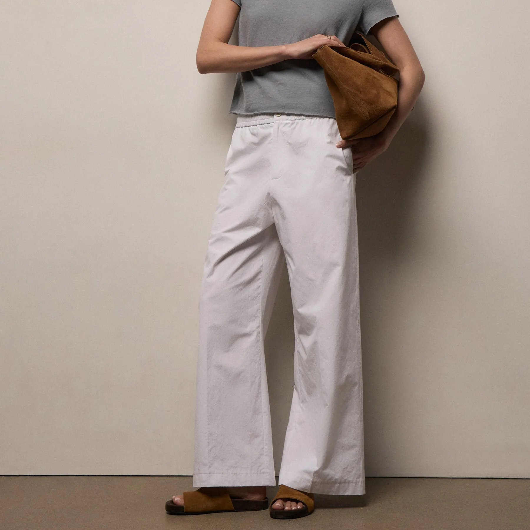 Italian Heavy Poplin Relaxed Pant - White sold by James Perse