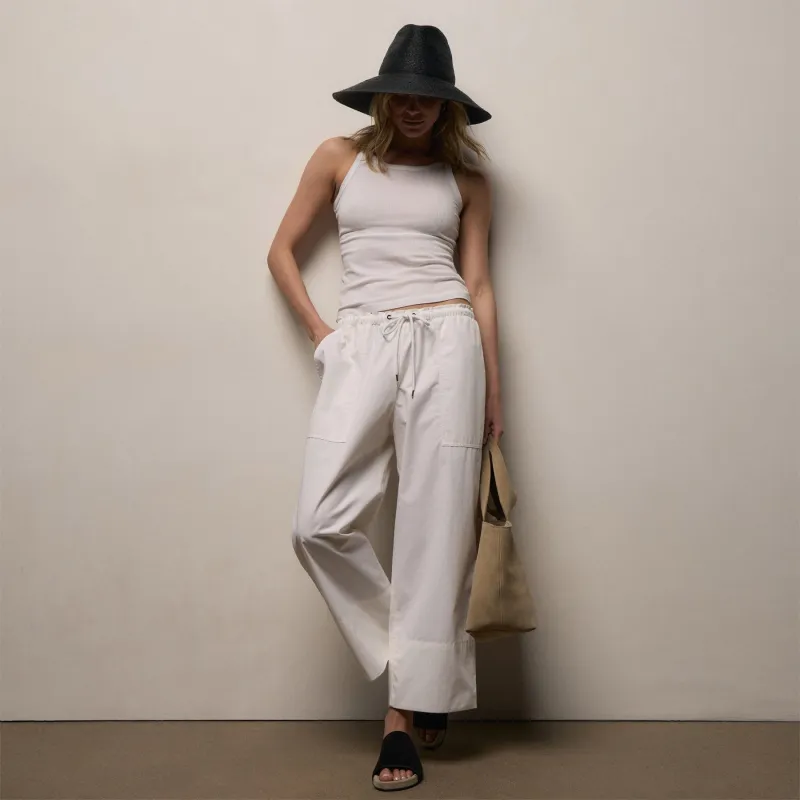 Fine Cotton Twill Crop Pant - White made by James Perse