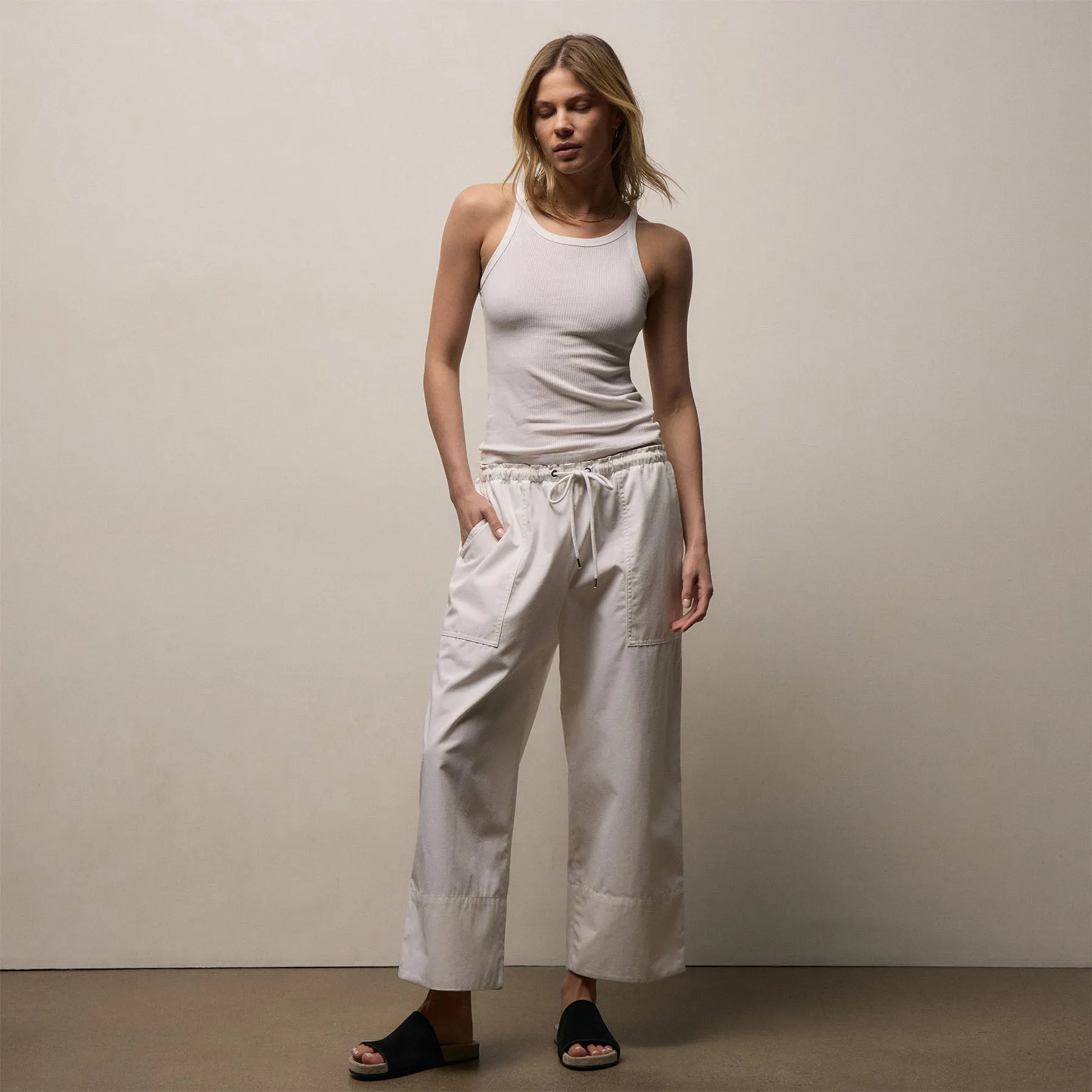 Fine Cotton Twill Crop Pant - White sold by James Perse product image thumbnail 4
