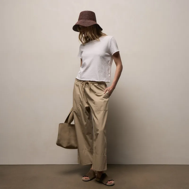 Fine Cotton Twill Crop Pant - Light Khaki made by James Perse