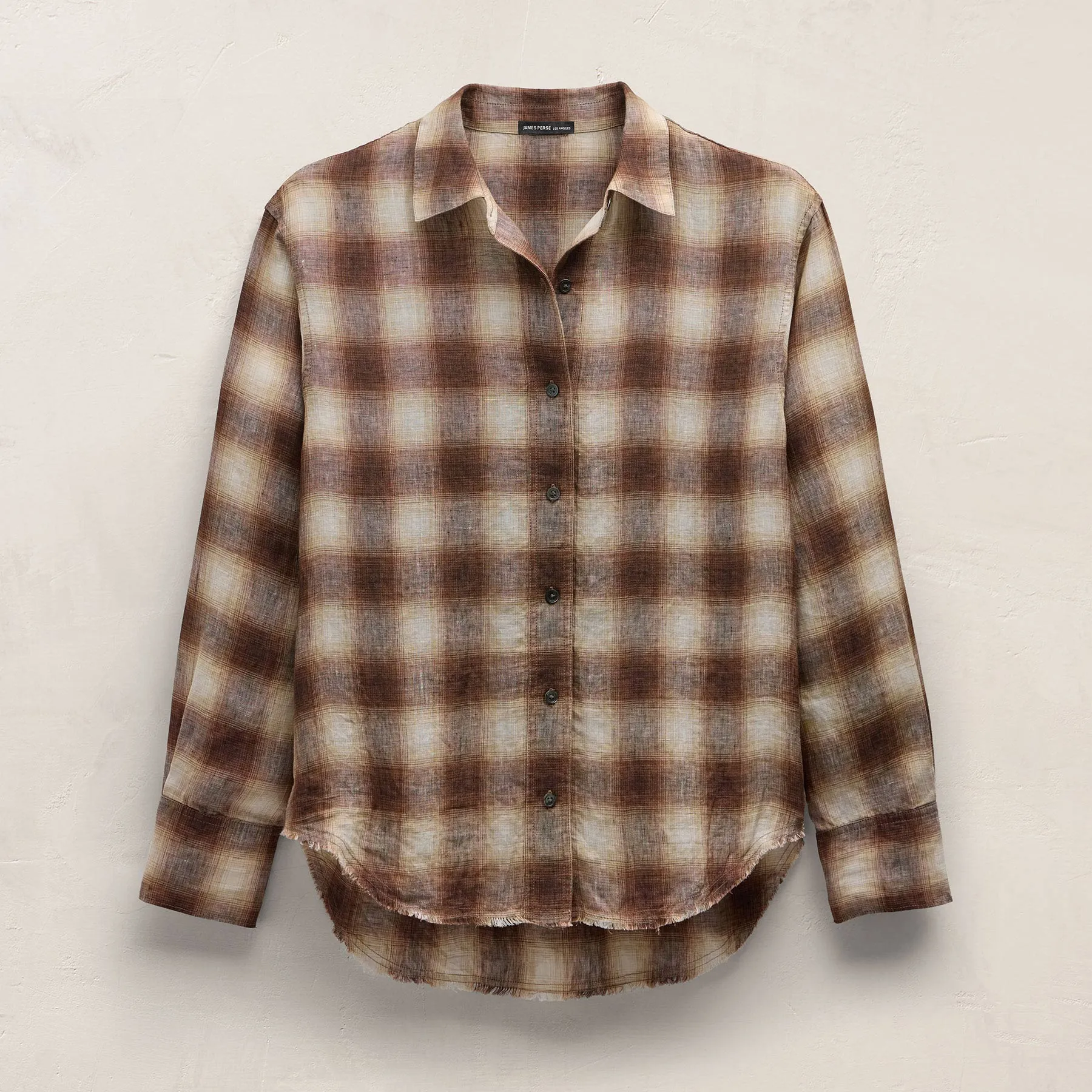 Plaid Linen Oversized Shirt - Chestnut Plaid sold by James Perse product image thumbnail 2