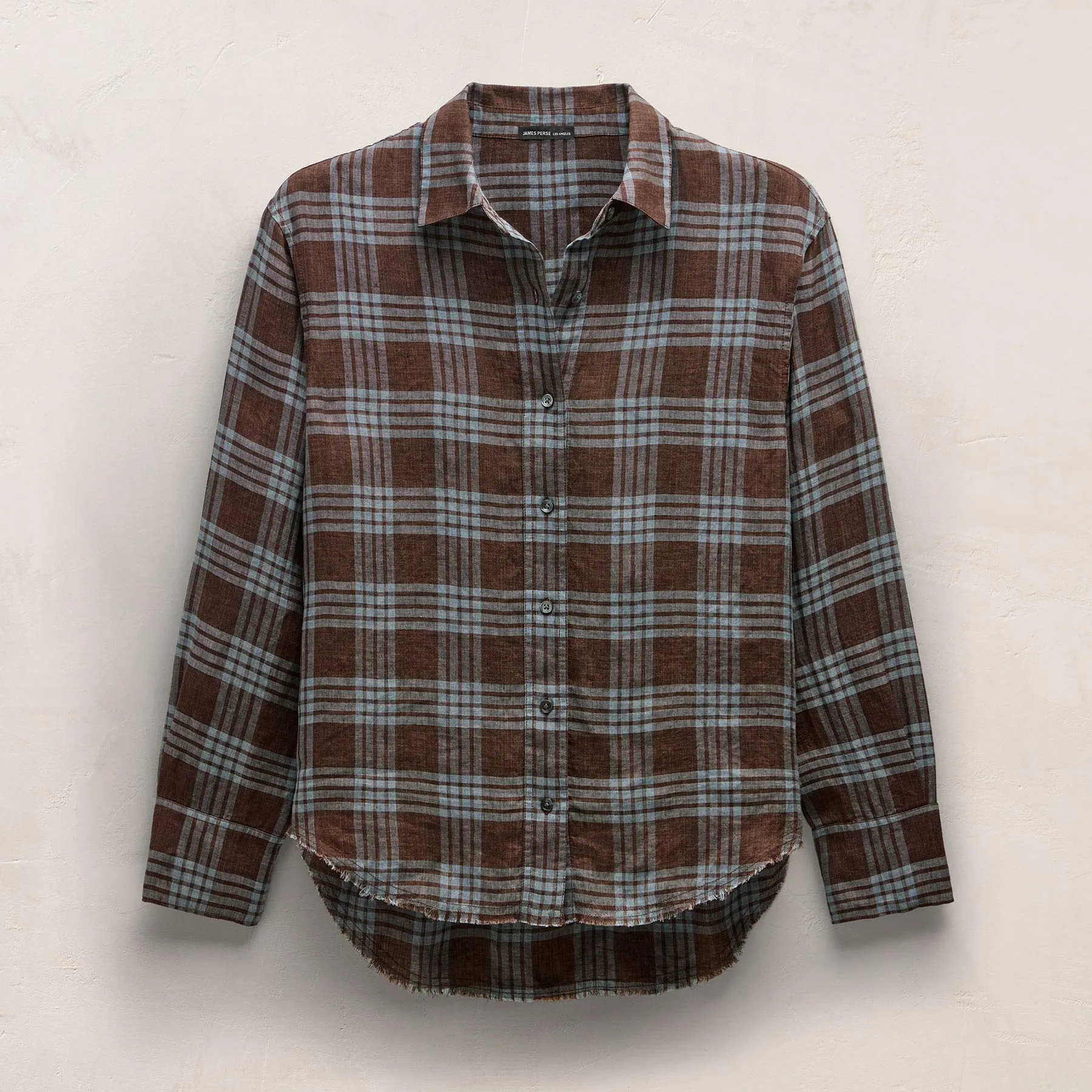 Plaid Linen Oversized Shirt - Plum Plaid sold by James Perse product image thumbnail 2